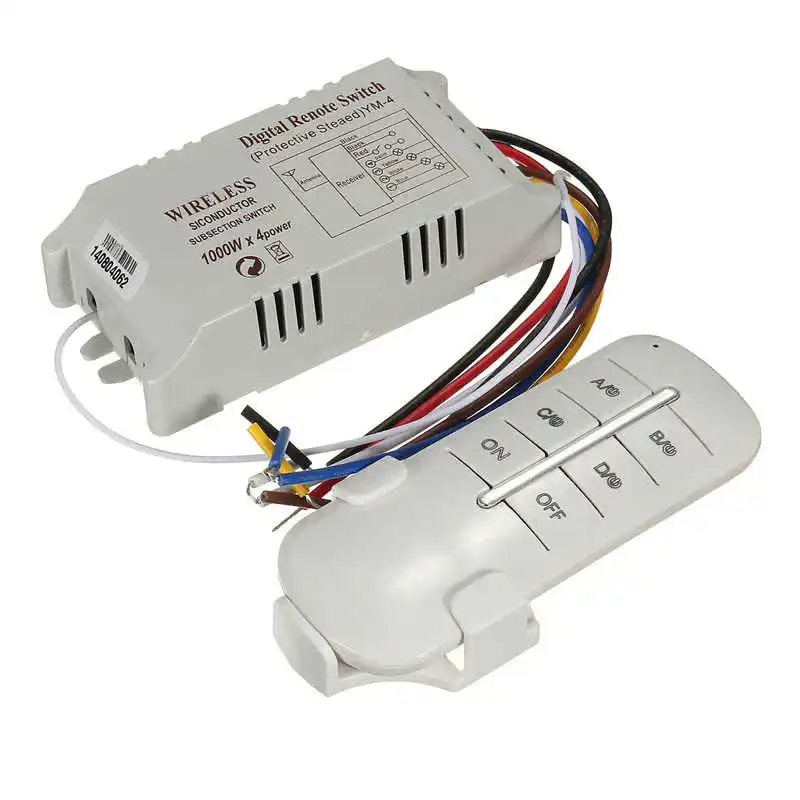 

Wireless 4 Channels ON/OFF 220V Lamp Remote Control Switch Receiver Transmitter Used in Household Stairs Corridor Favorable