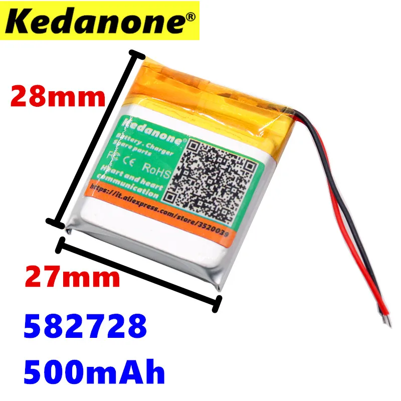 

582728 3.7V 500mAh Rechargeable li-Polymer Li-ion Battery For Q50 G700S K92 G36 Y3 Children's smart watches mp3 582828 602828