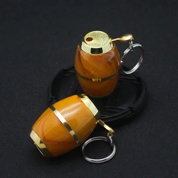 

MINI Wooden barrel Inflatable lighter Fashion cigarette Metal lighters Windproof smoking Grinding Wheel Lighter Outdoor Tools