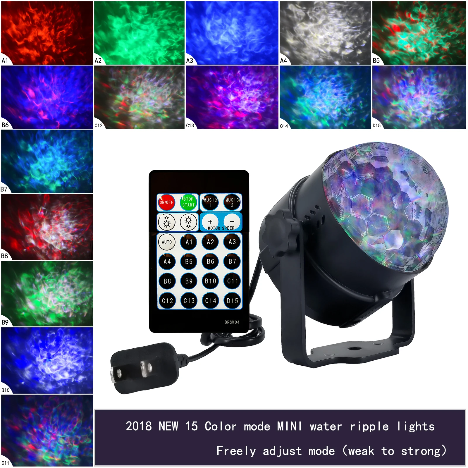 Новый светодио дный свет этапа 9 Вт 15 цвет воды волновой эффект стадии свет AC110-240V RGB диско DJ вечерние лампы проектора с удаленным Управление