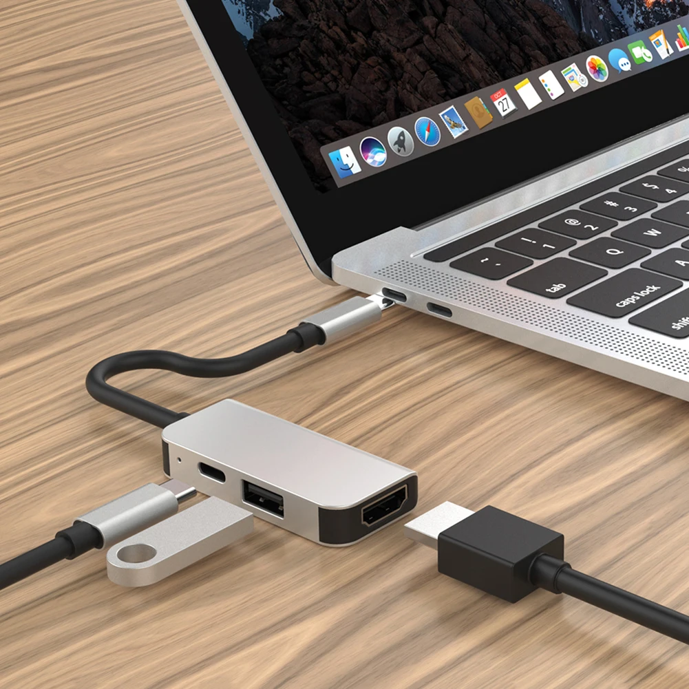 USB C к HDMI 3 в 1 USB-C концентратор Быстрая зарядка передача данных USBC многопортовый адаптер