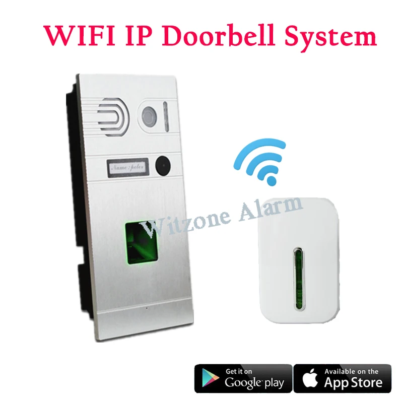 Image of "1.3 MP Wireless WIFI IP Doorbell Camera System Fingerprint Access Control Unlock Door Doorbell with Dingdong Door Chime"