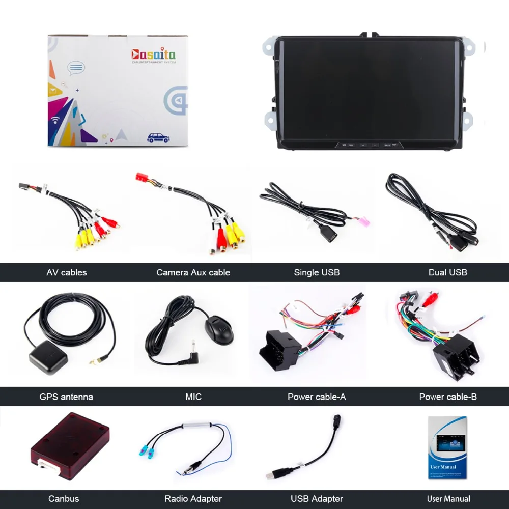 Sale Stereo Head Unit 2 Din android GPS for VW Passat Tiguan Golf Jetta Seat Skoda auto-radio navigation 4Gb+32Gb Android PX5 8-Core 4