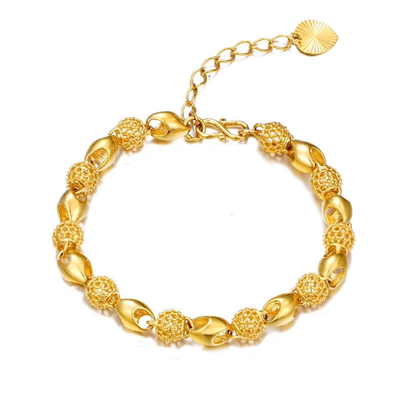 Real Gold Color Bracelet for Women Wedding Jewelry Gifts 24K Lock Chain