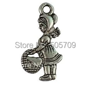 

200Pcs Tibetan Silver Color Lovely Girl Charms A15930