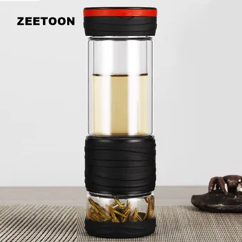 

400ml Travel Glass Water Mug Double Layer Tea Separation Kettle Heat Resistant with Filter Water Bottle Men Portable Car Tea Cup