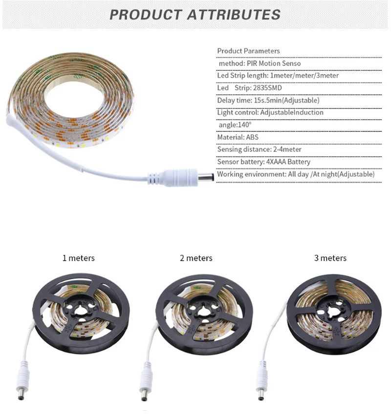 Датчик движения светодиодная лента лампа 1 м 2 м 3 м Использование в ТВ под кровать шкаф гардероб лестницы дверь Ночной светильник Светодиодная лента