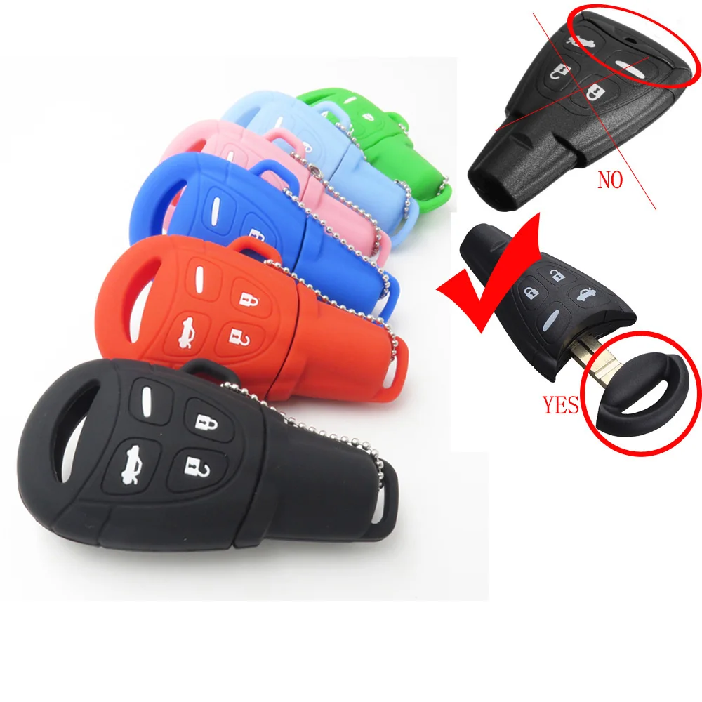 

Hot Sale Silicone Rubber Car Key Cover Case Fob Fit For SAAB 9-3 9-5 93 95 Remote Key 4 Buttons Silica Gel Cover
