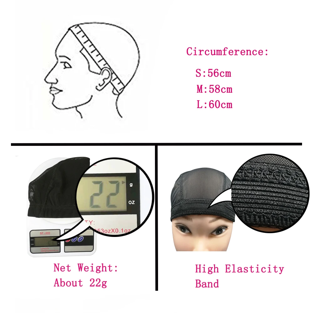 Wholesale Mesh Dome Cap For Making Wigs Fashion Wig Cap With Elastic Band 3 sizes Black Hairnets For Women DIY