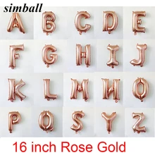16 pouces or Rose Alphabet lettres ballons en Aluminium bébé douche décorations de fête d'anniversaire feuille ballon fournitures de fête de mariage