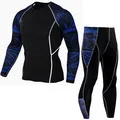 Спортивный костюм для мужчин 2018 мужской MMA одежда crossfit футболка rash guard с длинным рукавом компрессионная одежда термобелье комплект для