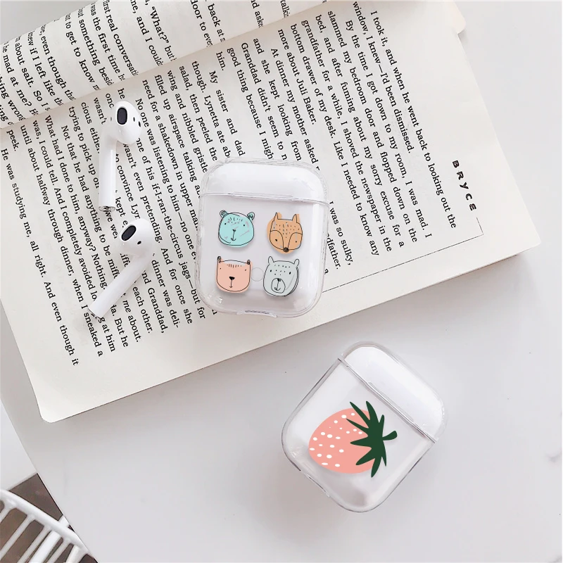 

PC Pattern Case For AirPods Cartoon Earphone Cases For Airpods Accessories Protect Cover Cactus Cute Girl Stick figure animal