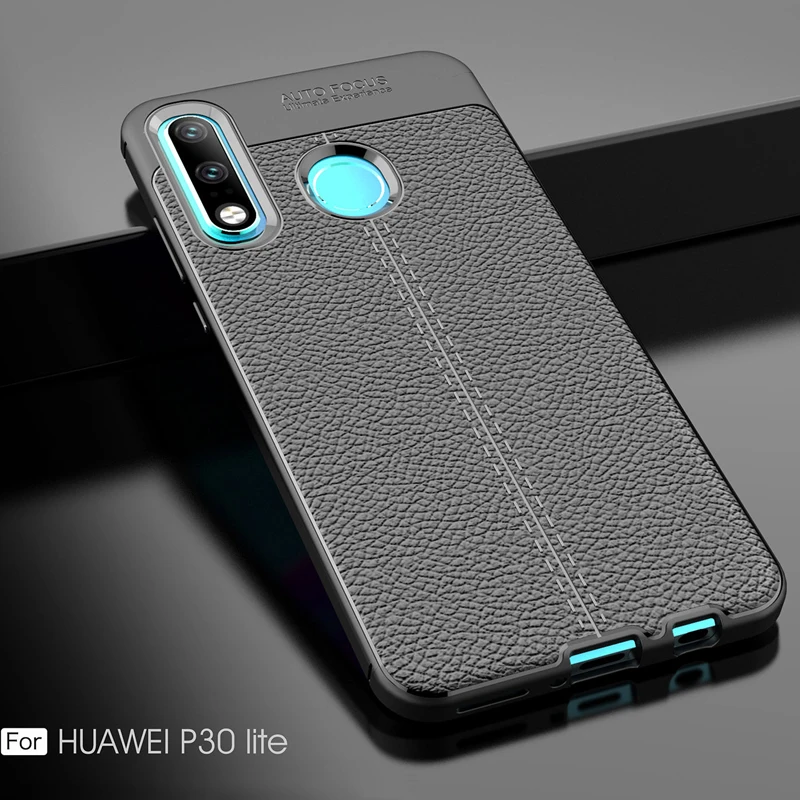 

Case On Huawei P30 Lite P30lite Luxury Soft Shockproof Leather Grained TPU Back Cover For Coque Huawei P 30 Nova 4e Phone Cases