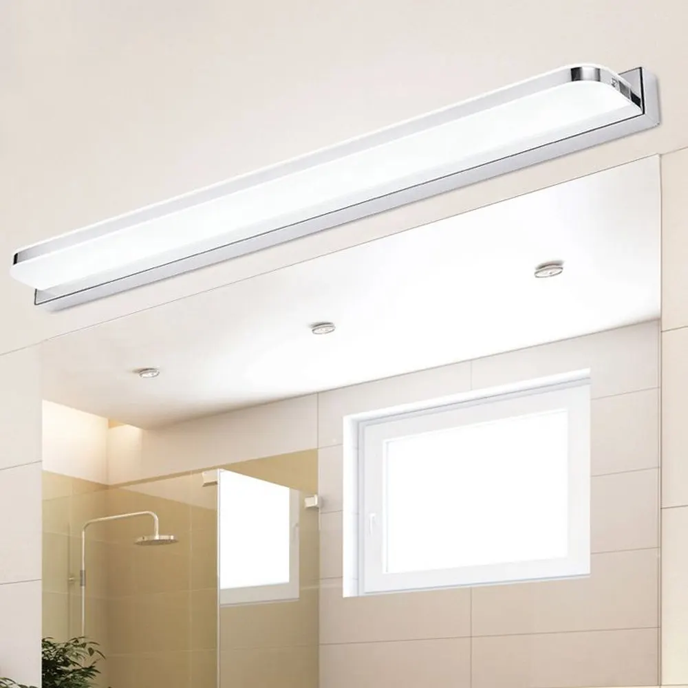 Modern LED Acrylic Bathroom Wall Lights Contracted Long White Plastic Panel Washroom Wall Lamp ...