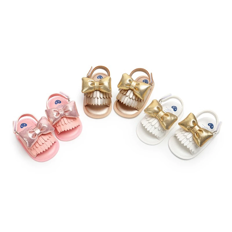 Летние Новорожденные Детская сандалия мягкая подошва бахрома обувь для девочек Тапочки для малышей для мальчиков Prewalkers 0-18 м