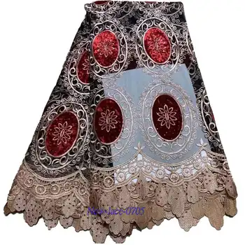 

2019 African Net Lace Fabric, High Quality Elegant Rhinestones Nigerian Wedding Lace Fabrics Velvet French Tulle lace w01
