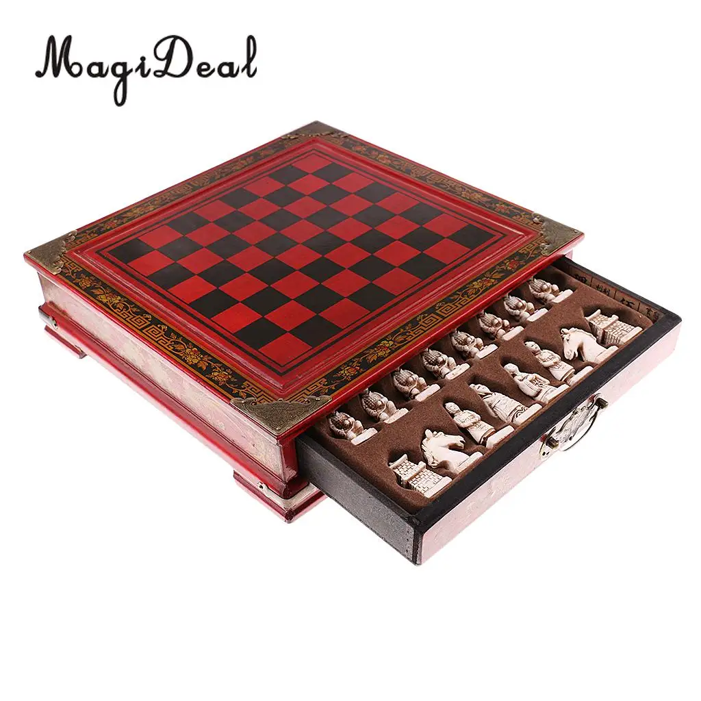 High-end Collectibles Vintage Chinese Terracotta Warriors Chess Board Games Set Gift Home Leisure for Friends Family