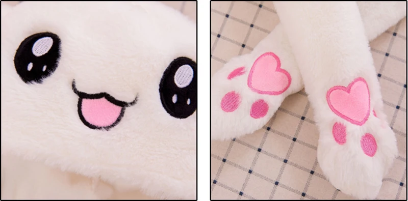 Cute Rabbit Toys Hat Hand Pressing Ear Move Kawaii Child Funny Toy Baby Comfortable Plush Animal Cap Hot Handle Sombrero T0730 (2)