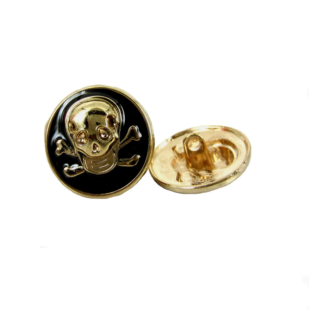 

12pcs 7/8" Gold Metal Shanked Buttons Skull Engraved Jeans Buttons Sewing Buttons Scrapbooking Crafts 22.0mm
