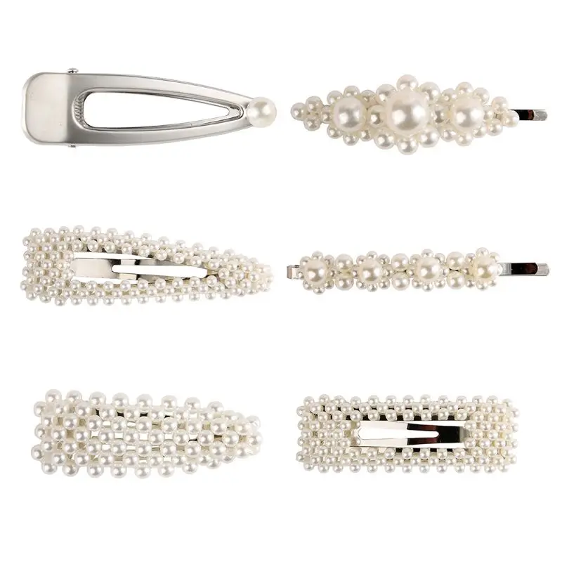 

1 Set Trendy Pearls Hair Clips Metal Hair Pins Hair Barrettes Accessories Gold Silver Multi-Style