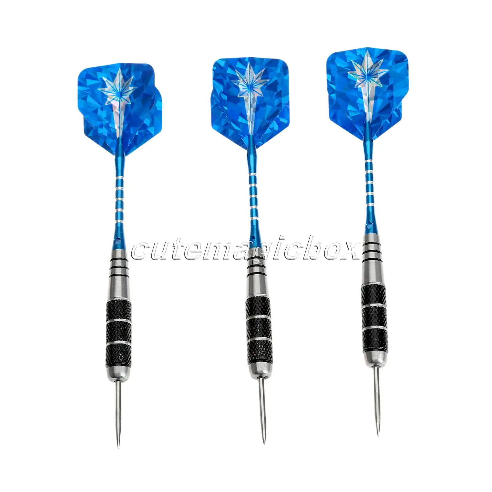 3 Pcs Steel Needle Tip 22g Darts Set With Stainless Steel Barrel And Grooved Aluminium Shafts & Nice 2D Flights Throwing Dart
