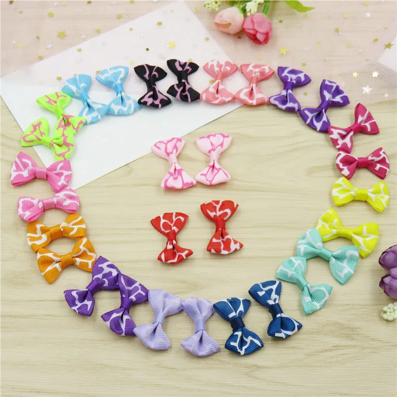 20PCS/LOT Ripple Small Ribbon Bow Elastic Hair Bands For Girls Handmade