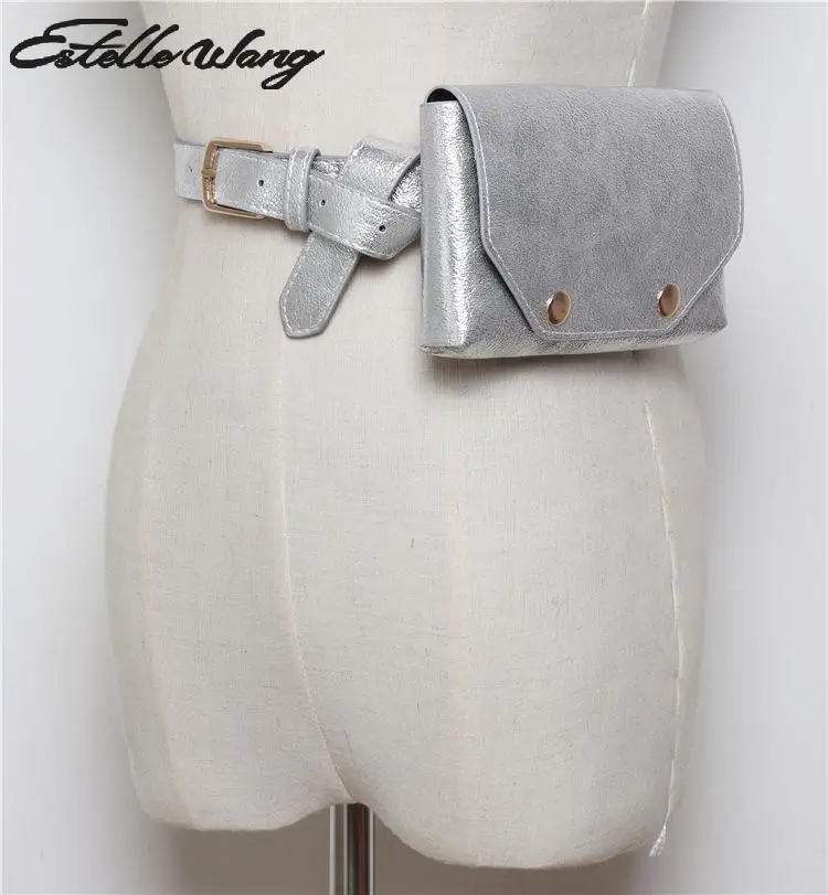 

Estelle Wang Women Waist Pack Buckled Pu Leather Women Fashion Fanny Packs Belt High quality Female Purse Bag For Mobile Phone