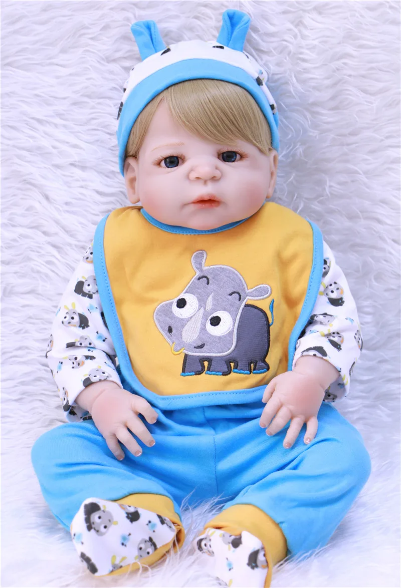 Dollmai 22 "всего тела силиконовые куклы Reborn Bebe Для мальчиков и девочек Reborn bonecas может ввести воды светлые волосы парик подарок для ребенка куклы