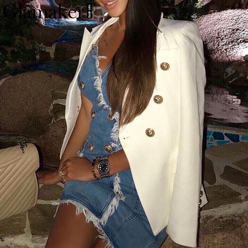 Glamaker Denim v neck strap summer bodycon dress Women buttons sexy holiday beach dress Ladies short party elegant jeans dress Glamaker Denim v neck strap summer bodycon dress Women buttons sexy holiday beach dress Ladies short party elegant jeans dress