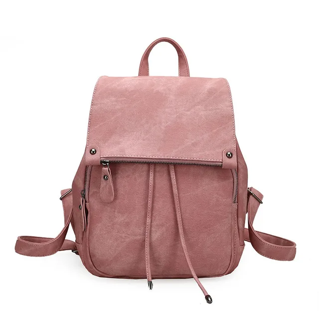 Buy Women classic faux pink leather backpack small