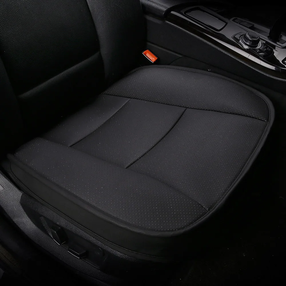 5D Car-Covers PU Leather Deluxe Car Cover Seat Protector Cushion Front Cover Universal Four Seasons Breathable For Car - Название цвета: BLACK