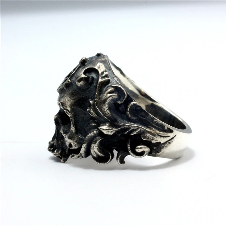 Настоящее серебро 925 пробы масонское кольцо с черепом мужское женское байкерское панк кольцо высокого качества Серебряное кольцо украшения тайские серебряные кольца
