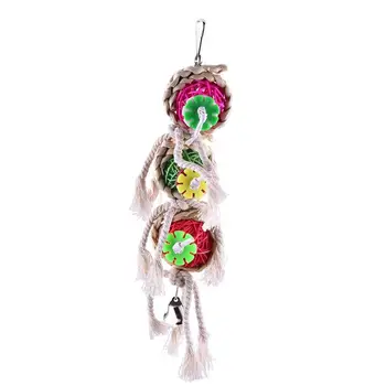 

Cockatiel Parrot Toys Wooden Steel Hanging Bell Cage Toys for Parrots Bird Squirrel Funny Chain Swing Toy Pet Bird Supplies