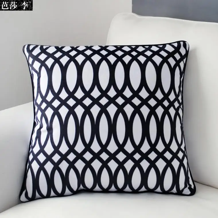Cushion Cover Pillow Case Black White Geometric Set Clical Print Cushion Cover Pillow Case Black White Geometric Set Clical Print Soft Velour High Quality Comfort Stylish Unique Sofa Ba9 In From Home Garden