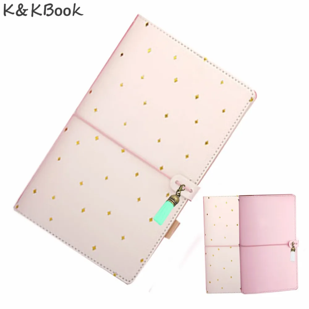 KBOOK Kawaii кожаный блокнот A6 дорожный дневник портативный журнал в горошек