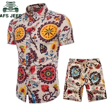 Новинка, модные летние рубашки с цветочным рисунком для мужчин+ пляжные шорты с рисунком, мужской повседневный комплект, плюс размер 5XL Chandal Hombre, спортивный костюм для мужчин