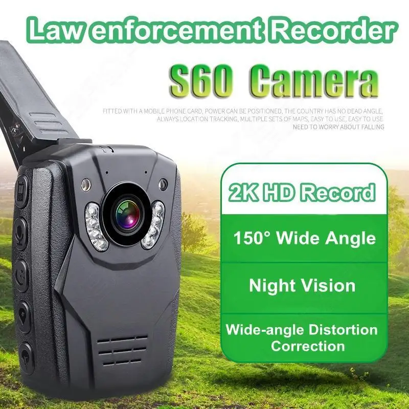 

Free shipping!2K HD 1296p Video S60 Body Personal Security WaterProof Police Camera Night Vision 6-hour Record 16GB 2.0 Screen