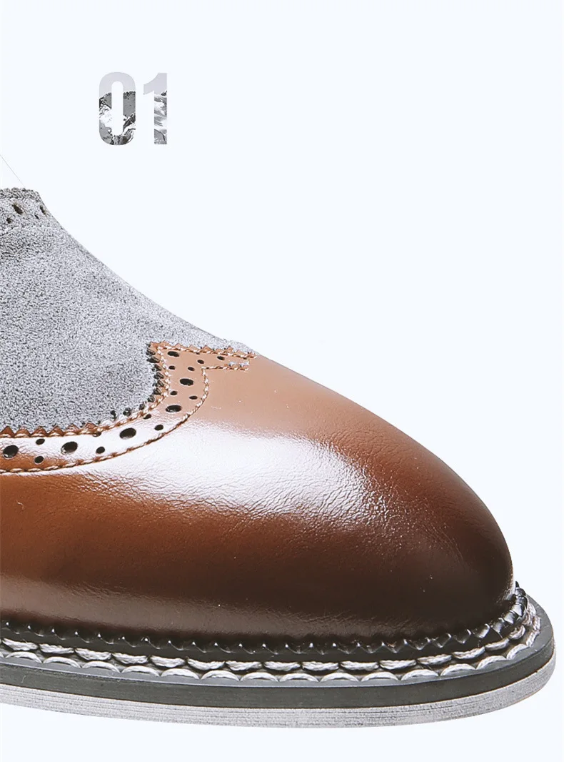 Большие размеры 12, 13, 14, европейские размеры 47, 48, мужская обувь с перфорацией типа «броги» смешанных цветов, модная деловая модельная обувь с резным узором