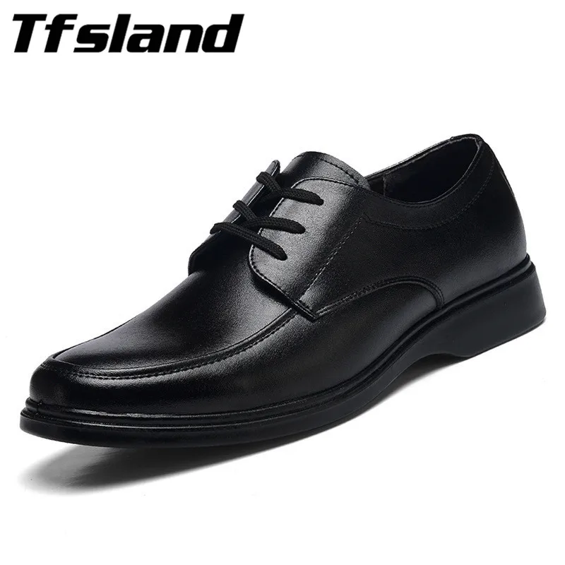 Tfsland New Men Leather Dress Shoes Round Toe Oxford Shoes For Men Lace