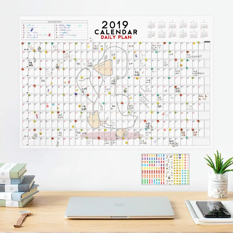 

Cute Fighting Duck 2019 Calendar Daily Plan Paper 1 Piece