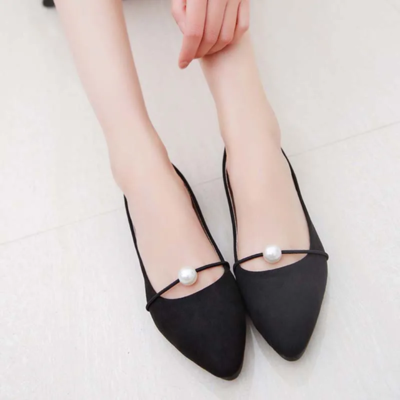 

New Women Flock PU Flats Boat Shoes Fashion Basic Solid Color Pointy Toe Ballerina Ballet Flat Slip On Shoes