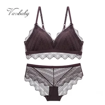 

Varsbaby ladies lace push up comfortable underwear wire free adjusted-straps bra sets