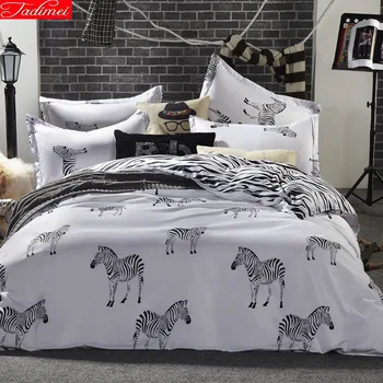 

AB Side Zebra Stripe Duvet Cover 4pcs Bedding Set 1.2m 1.5m 1.8m 2.0m 2.2m Bed Sheet Full King Queen Twin Double Size Bedlinens