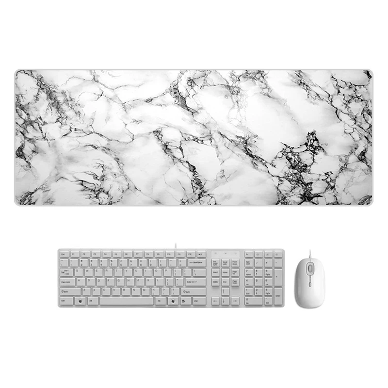 Large  Desk Pad Beautiful Soft Natural Rubber Pink Gold White marble Series Mice Pad Square Gaming Mouse Pad with Locking Edge (24)