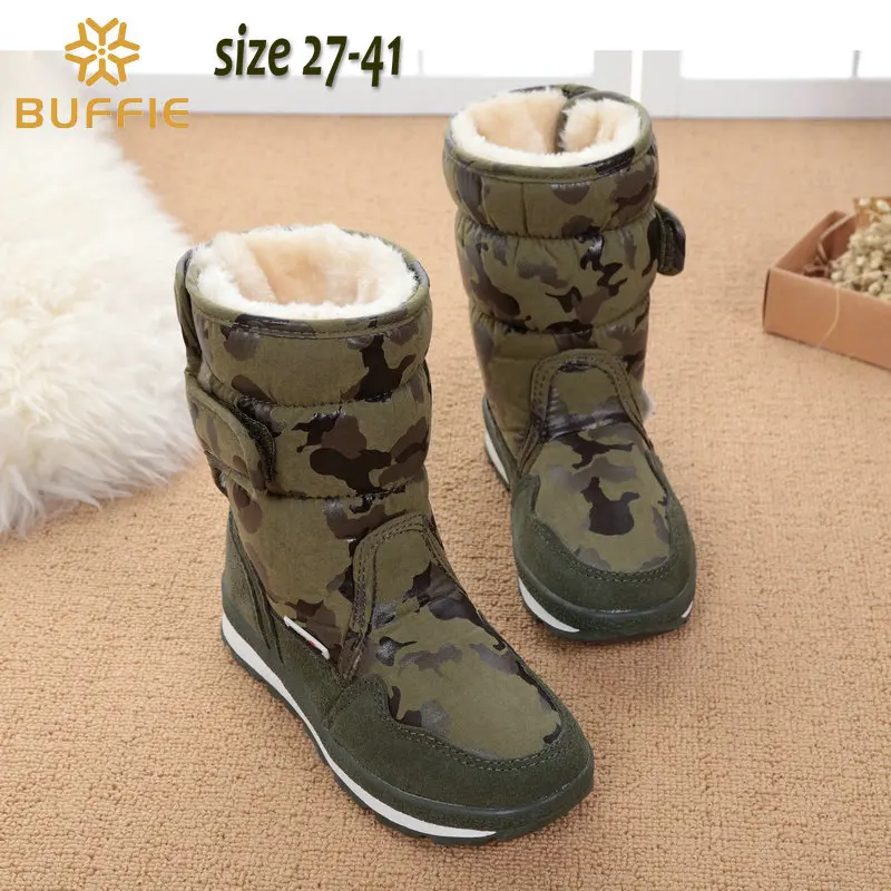 

GTIME Children's camouflage boys winter boots girls waterproof kids winter boots warm fur fashion popular brand snow boot # WXG5