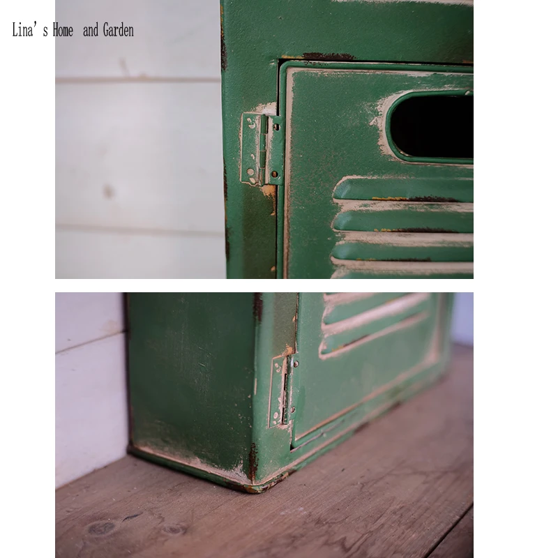 wall mounted hand made shabby chic letter box,rustic green metal mailbox (4)