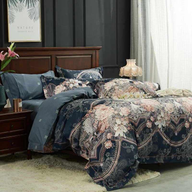 Bohemian Style Bedding set Floral Printed Bed linens Twin Queen King