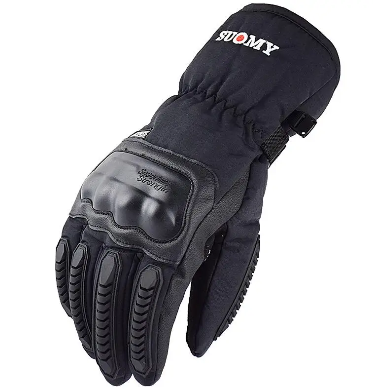 SUOMY новые мотоциклетные перчатки водонепроницаемые зимние теплые мотоциклетные перчатки с сенсорным экраном мужские защитные Moto Luvas Guantes - Цвет: Черный