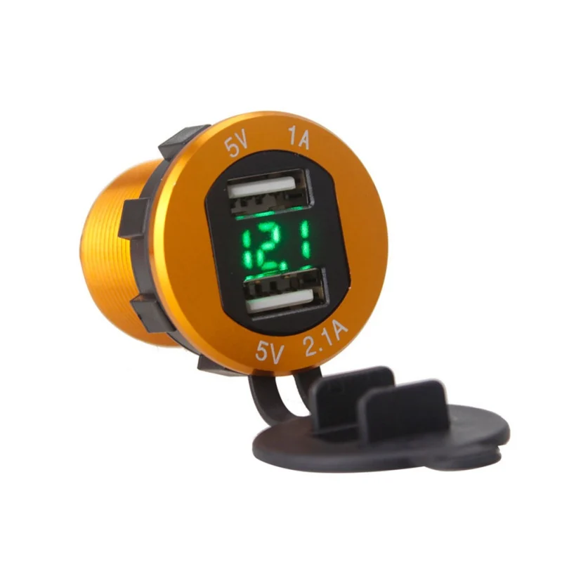 

USB Charger Power Socket Adapter With LED Digital Voltmeter 3.1A aluminum alloy modified car charger dual USB