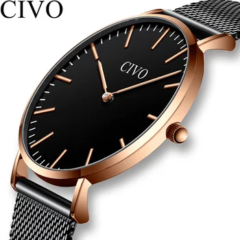 

CIVO Fashion Mens Watches Top Brand Luxury Waterproof Quartz Wristwatch Sport Steel Mesh Watches For Men Clock Relogio Masculino